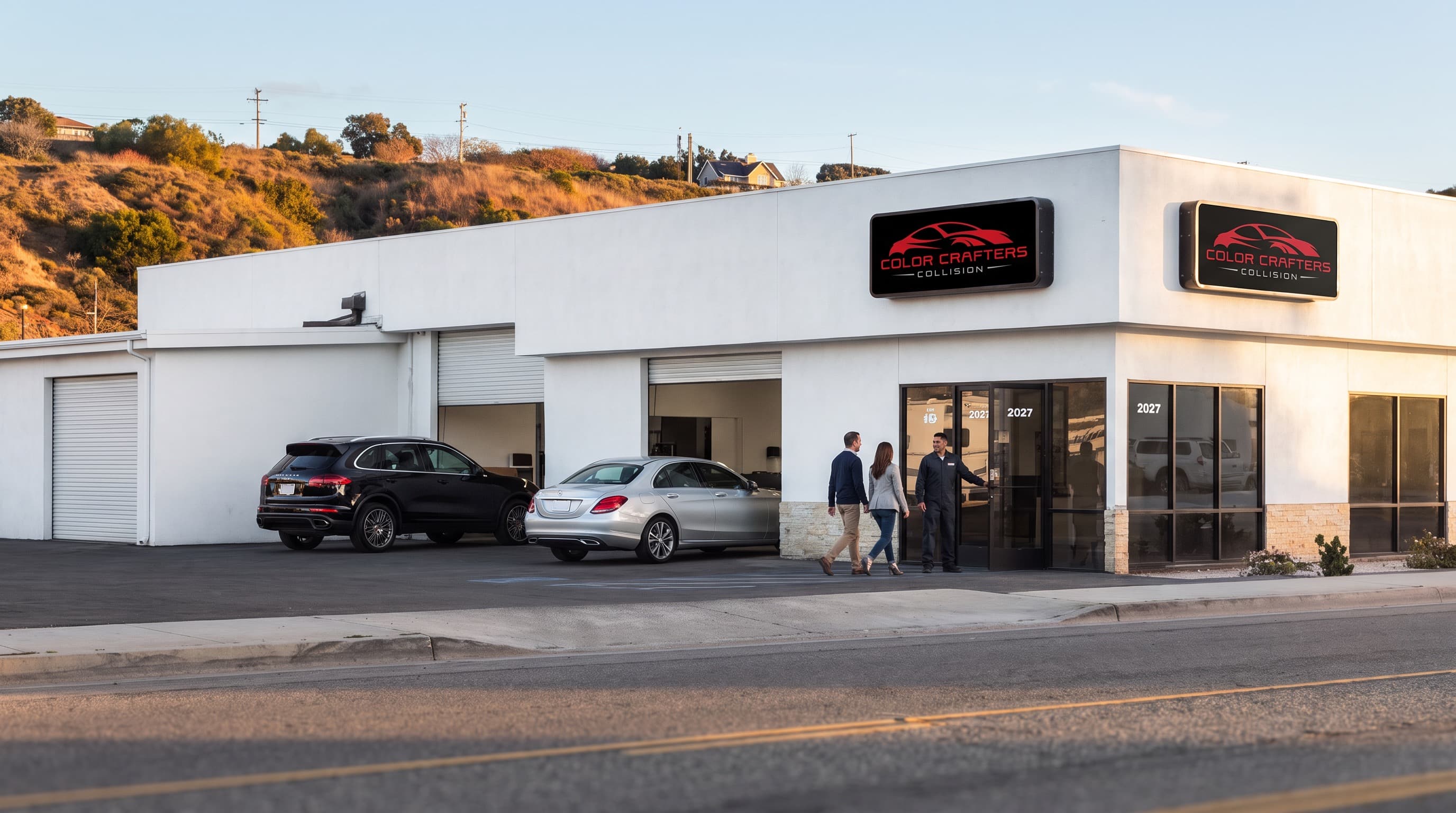 Color Crafters Oceanside collision shop exterior with black logo signs